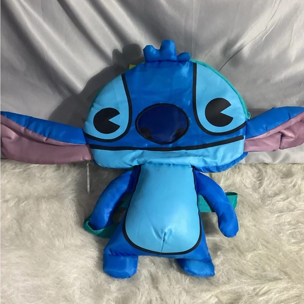 Disney Store Stitch Blue Polyester (Nylon Feel) Padded Backpack